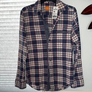 Boss Men's Blue and White Plaid Casual Shirt